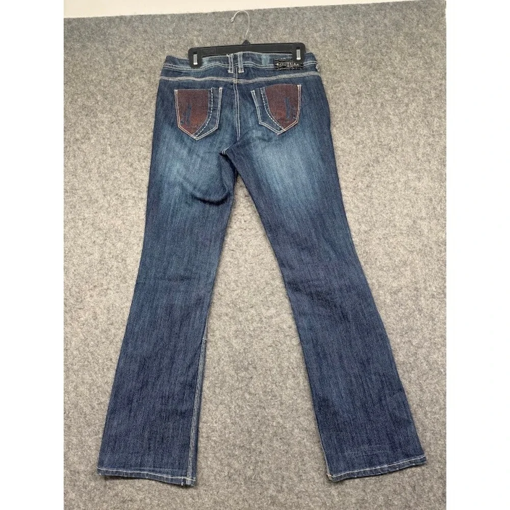Kouture by Kimora Women Dark Wash Bootcut Jeans Y2K Low Rise Size S Embroidered‎